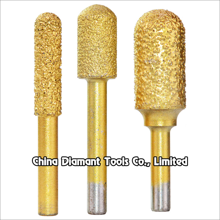 Vacuum brazed diamond burr heads grinding bits stone graver - round head